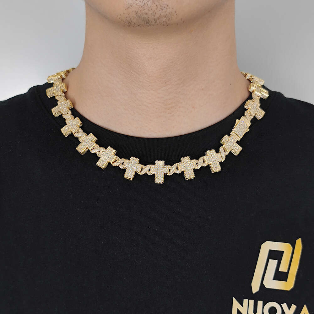 Hip hop collarbone chain zircon cross necklace high-end men's bracelet accessories