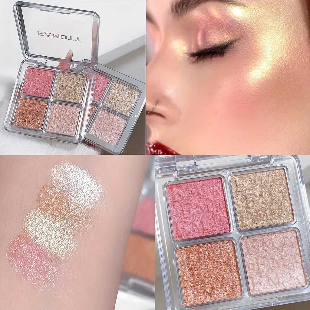 4 Color Face Highlighter Palette Illuminator Palette Natural Glow Waterproof Glitter Shimmer Baked Powder Highlighter Makeup HotXJ250217
