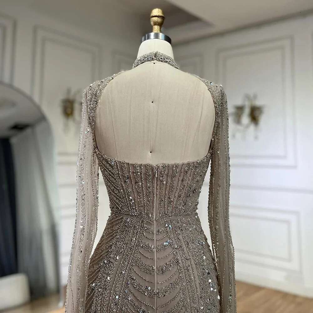 Hill Serene Dubai Nude Sweetheart Mermaid Beaded Evening Gowns With Back Slit For Women S Party Customize BLA A