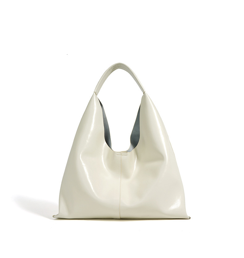 Bag Leather Capacity Casual Niche Design, High-End Feel, Cowhide Large Bag, Single Shoulder Armpit Bag