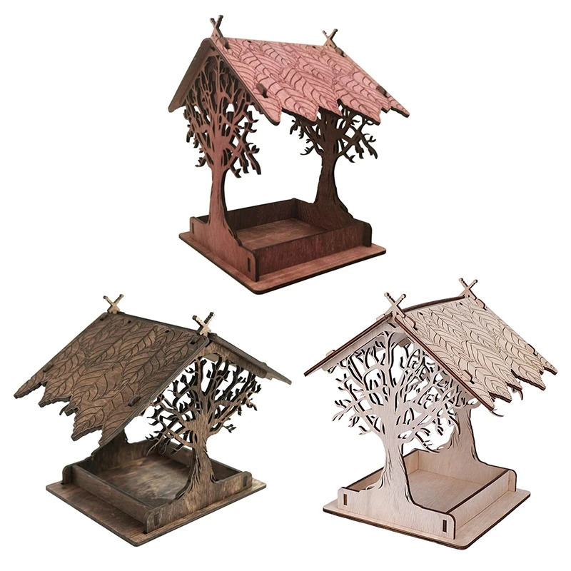 Bird House Feeding House DIY Outdoor Wooden Bird Feeder Hanging Assembled Bird Cage House Pet Supplies For Garden Yard Decor 250206