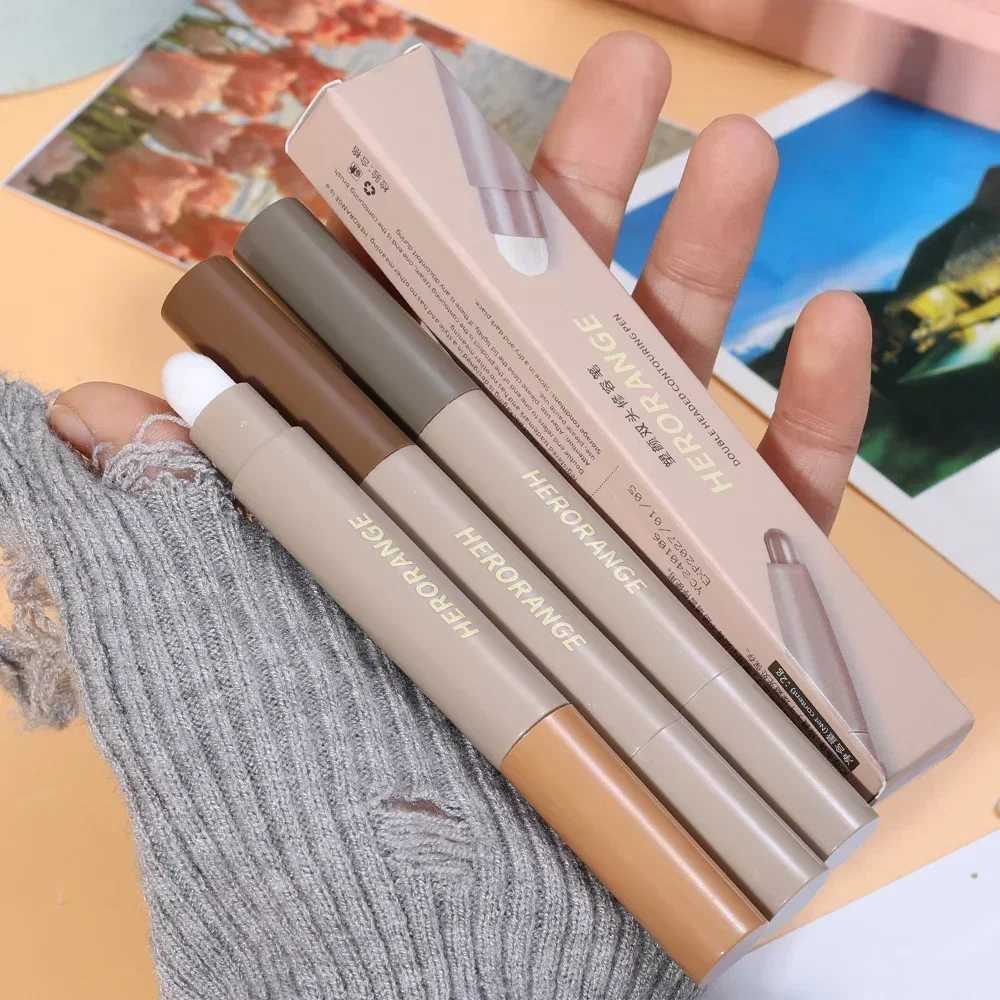 Double-ended Contour Stick with Brush Natural Matte Shadow Waterproof Contouring Wand V-face Shaping Contour Pen Face MakeupXJ250217