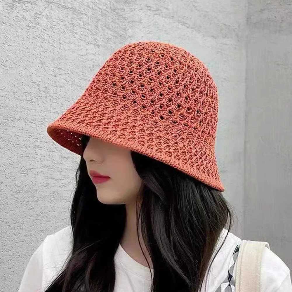 Fashion Girls Sun Hat Wide Brim Floppy Summer Hats for Women Beach Panama Straw Dome Weave Bucket Caps Femme Shade Hat for Women W250217