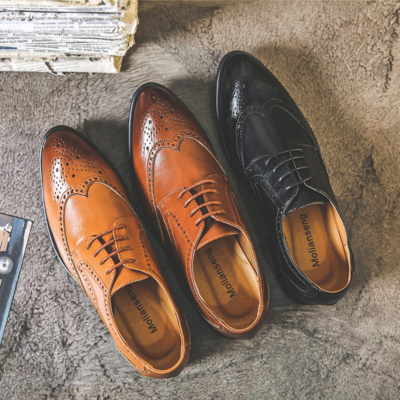 Dress Shoes Classic Italy Mens Oxford Leather Black Wine Red Lace Up Pointed Toe Wedding Party Formal For Men