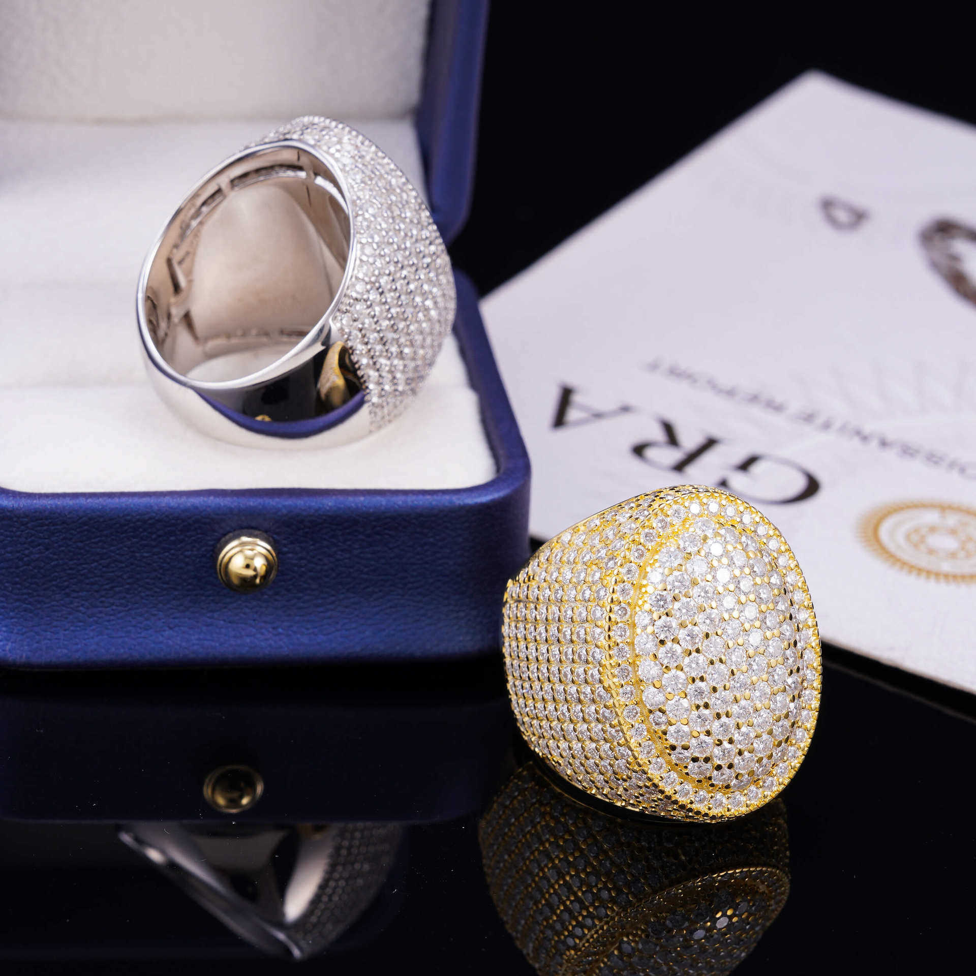 Diamond Hair Hip Hop S925 Silver Set D-Color Moissando Ring for Men and Women Ins Fashion Trend Full Diamond