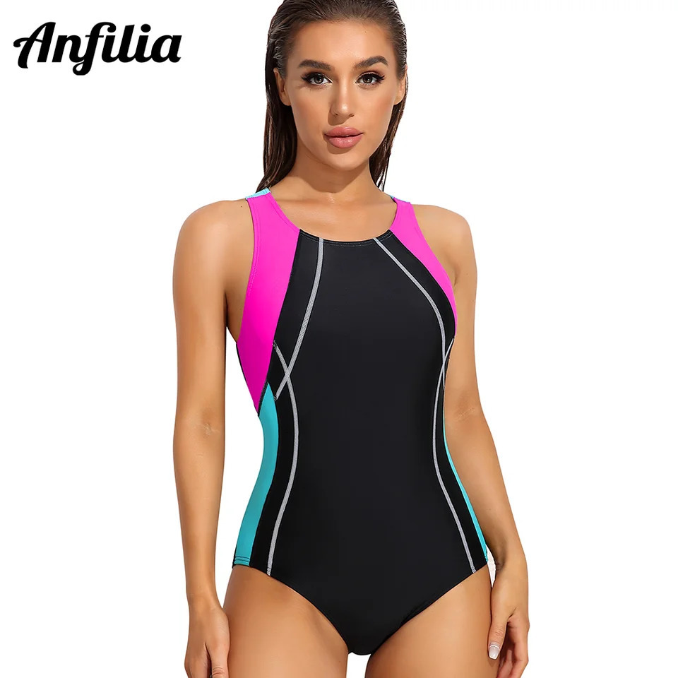 Anfilia OnePiece Swimsuits Women Sports Swimwear Sport Swimsuit Open Back Beach Wear Bathing Suit 250213