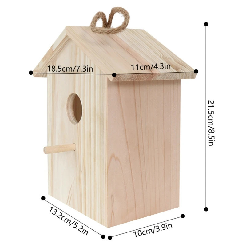 Blue Birds House Wood Window Birdhouse Weatherproof Bird Nest ed with Perch Transparent Rear for Easy Watch 250206