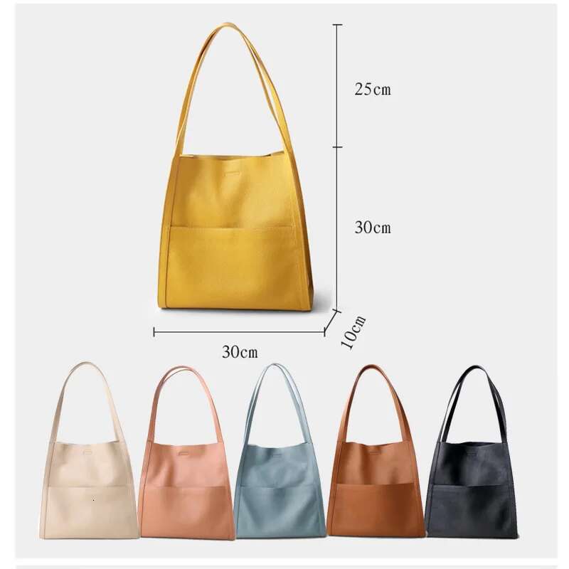 2023 New Women Bag Female Shoulder Bags Lady Soft 100% Cowhide Genuine Leather Niche Design Tote Bucket Handbag