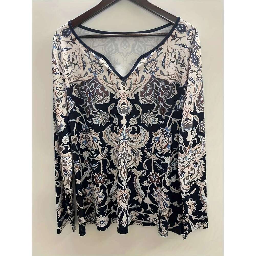 Plus-Size T-Shirt Leisure Fashion Printed Long-Sleeved T-Shirt,Plus-Size Women's Clothing