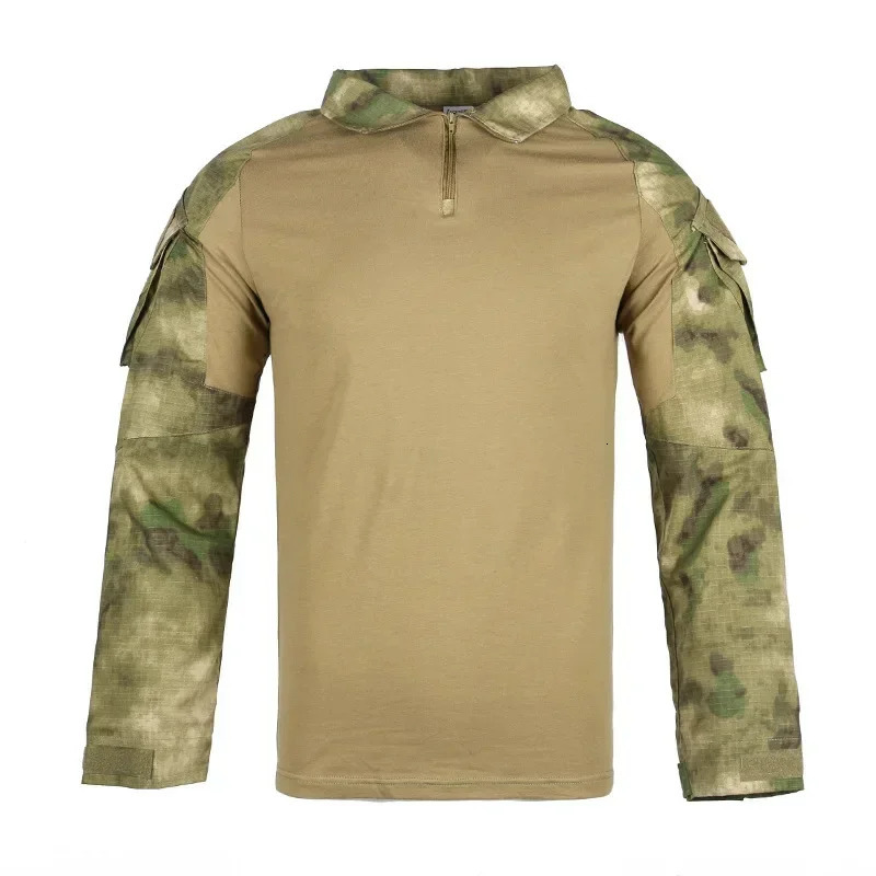Mens Outdoor Tactical Hiking T-ShirtsHunting Camouflage Long Sleeve Hunting Climbing ShirtMale Breathable Sport Clothes 250214