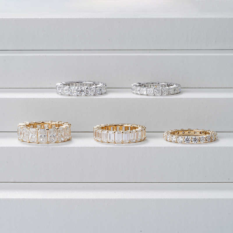 Starsgem Moissanite Eternity Band 14K Solid Gold Fancy Moissanite Wedding Ring