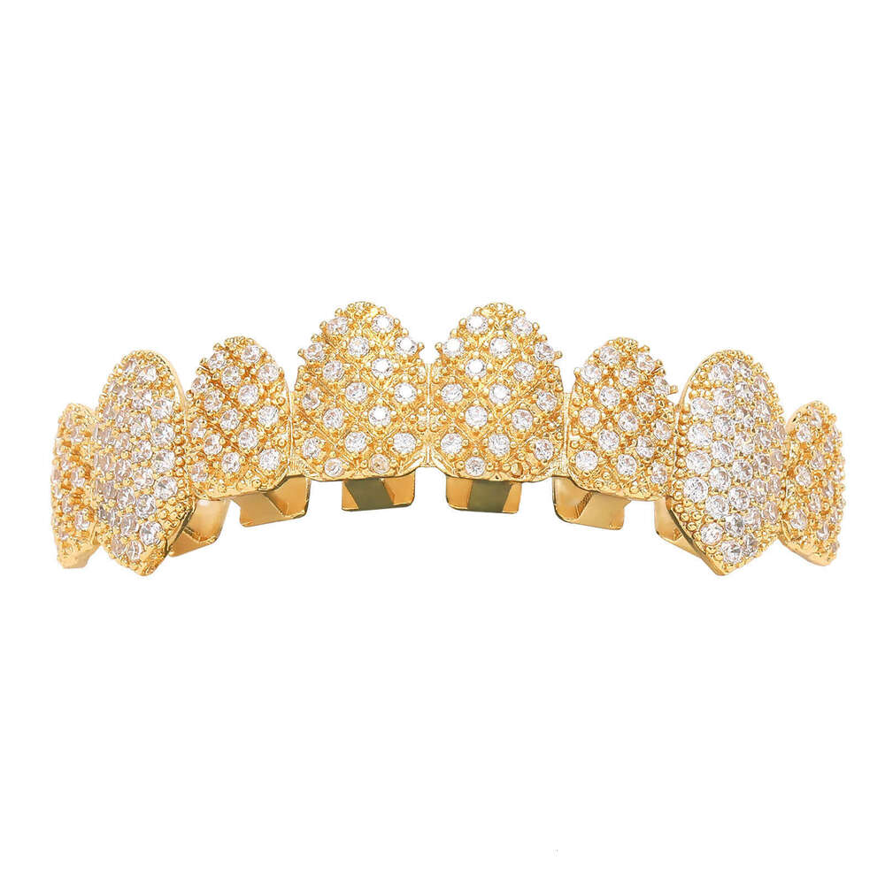 Hip hop with eight s teeth and micro inlaid Moissanite Halloween decoration, gold personalized creative accessories for braces