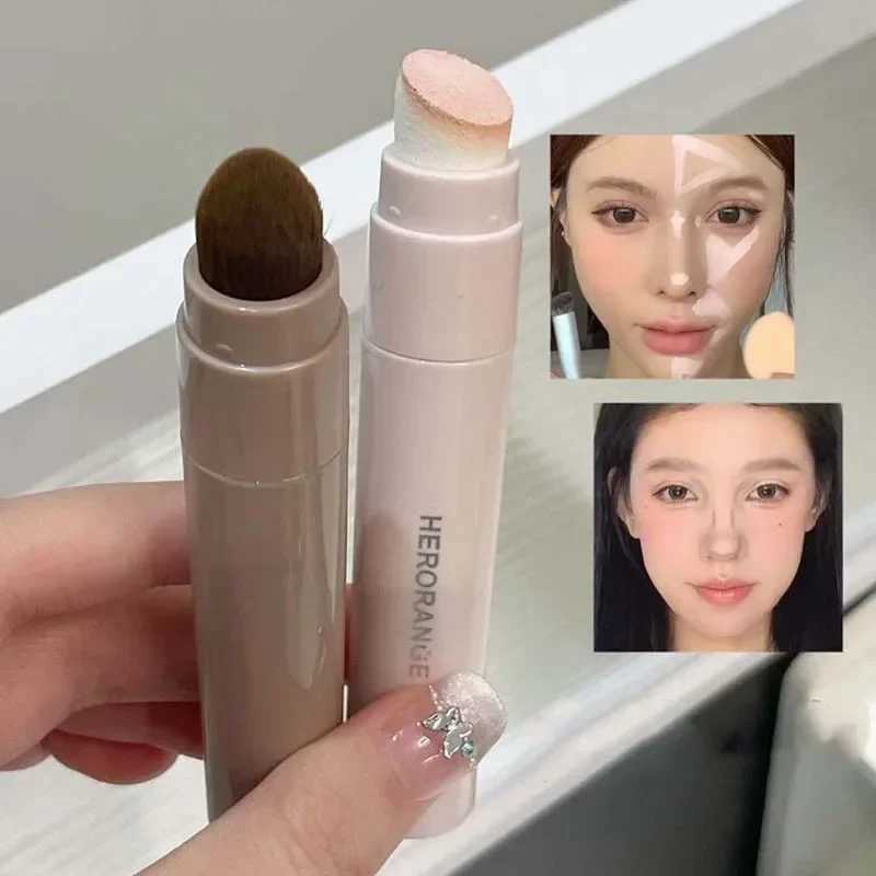 Ceramic white high gloss brightness liquid fluorescent lamp base sponge stick makeup natural three-dimensional contourW250217