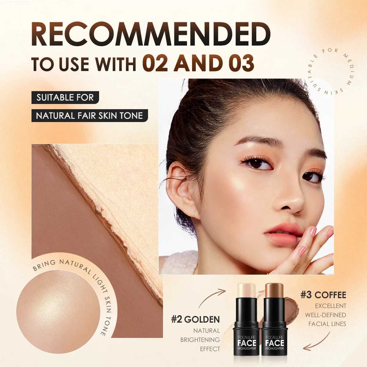 Focallure Face Brown Bronzer Contour Stick Face Makeup Pen Lasting Smooth Contour Shadow Highlighter Concealer CosmeticsXJ250217