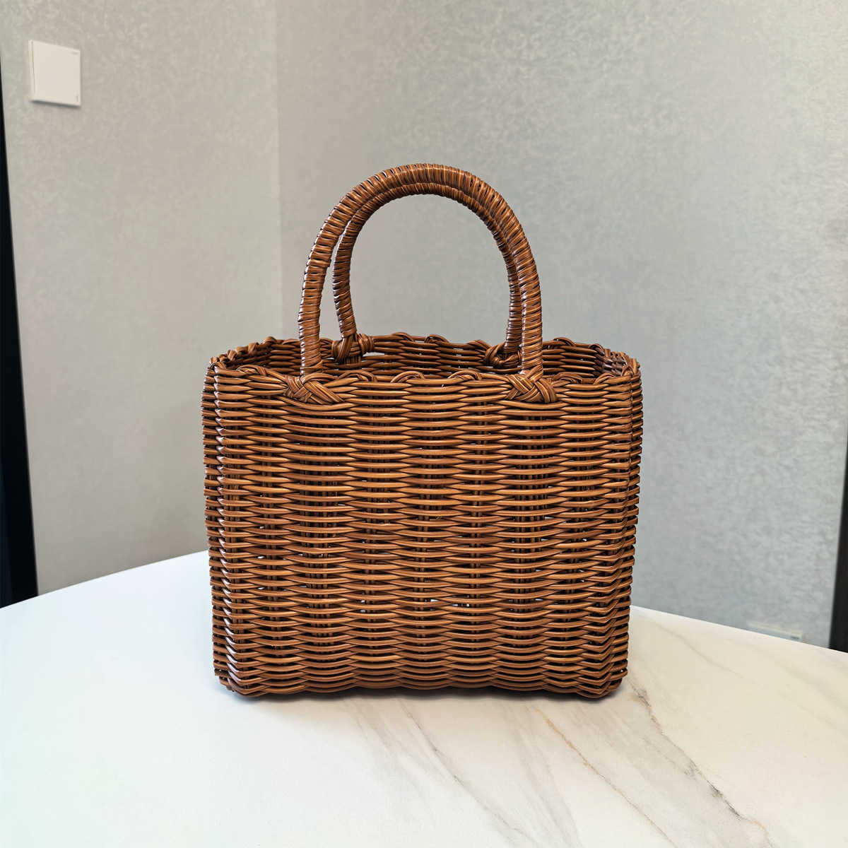 Designer bag Plastic woven vegetable basket hand-held basket souvenir packaging handbag gift basket womens imitation rattan basket shower basket Y2502