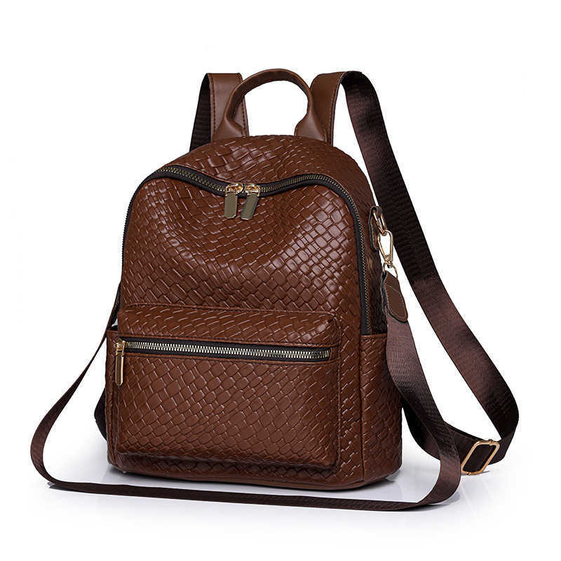 Shoulder Bag For Women New Korean Fashion Solid Color Soft Leather Womens Travel Backpack Large Capacity Student Book Bag Trendy