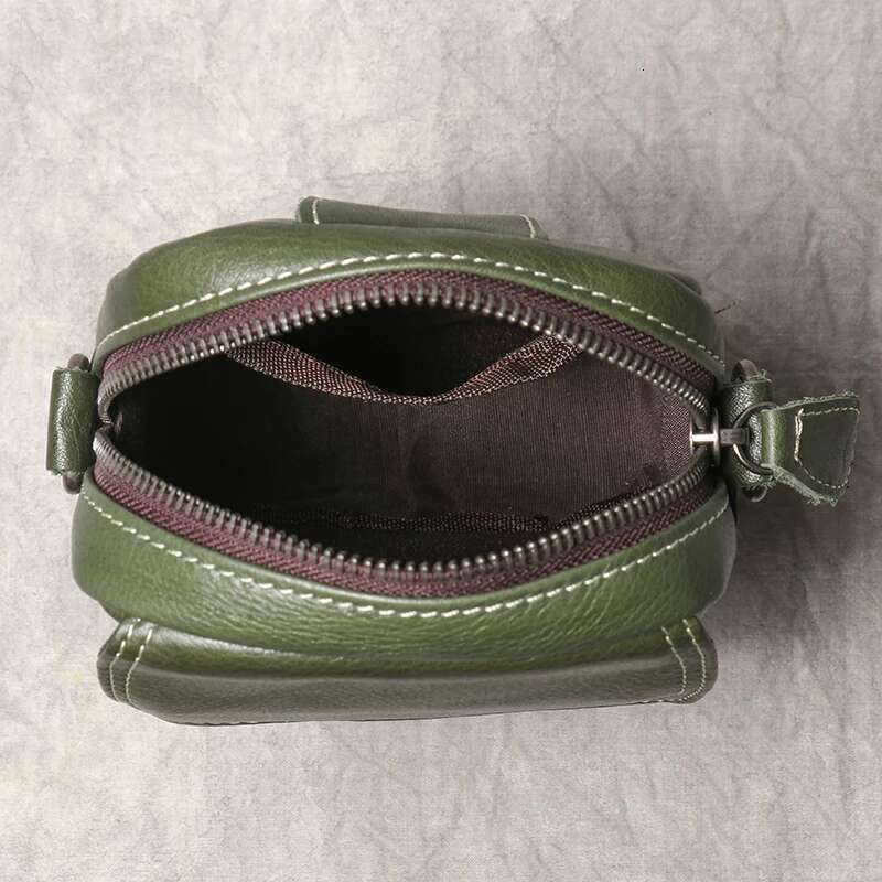 Leathfocus Men's Retro Crossbody Leather Waist Mini Cowhide Phone Sg Casual Wear Belt Bag