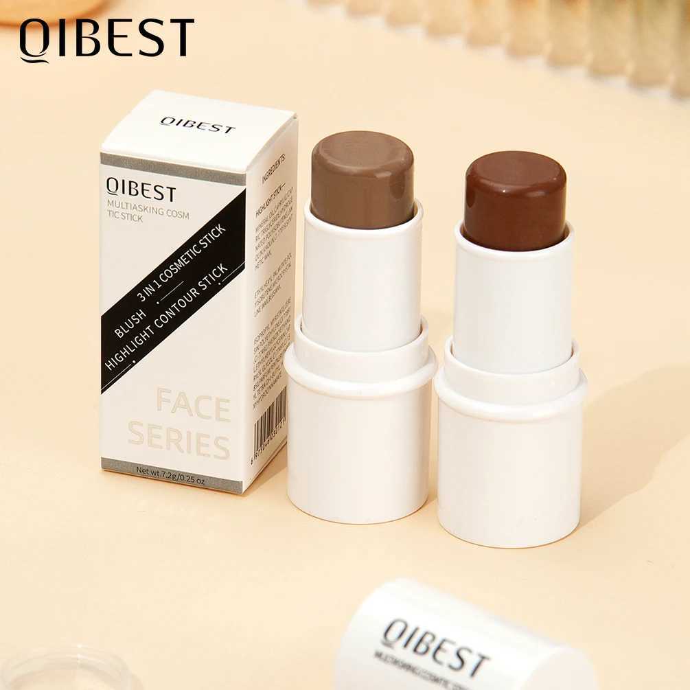 QIBEST Highlighter Makeup Glitter Contouring Bronzer For Face Shimmer Powder Creamy Texture Illuminator Stick Women CosmeticsW250217