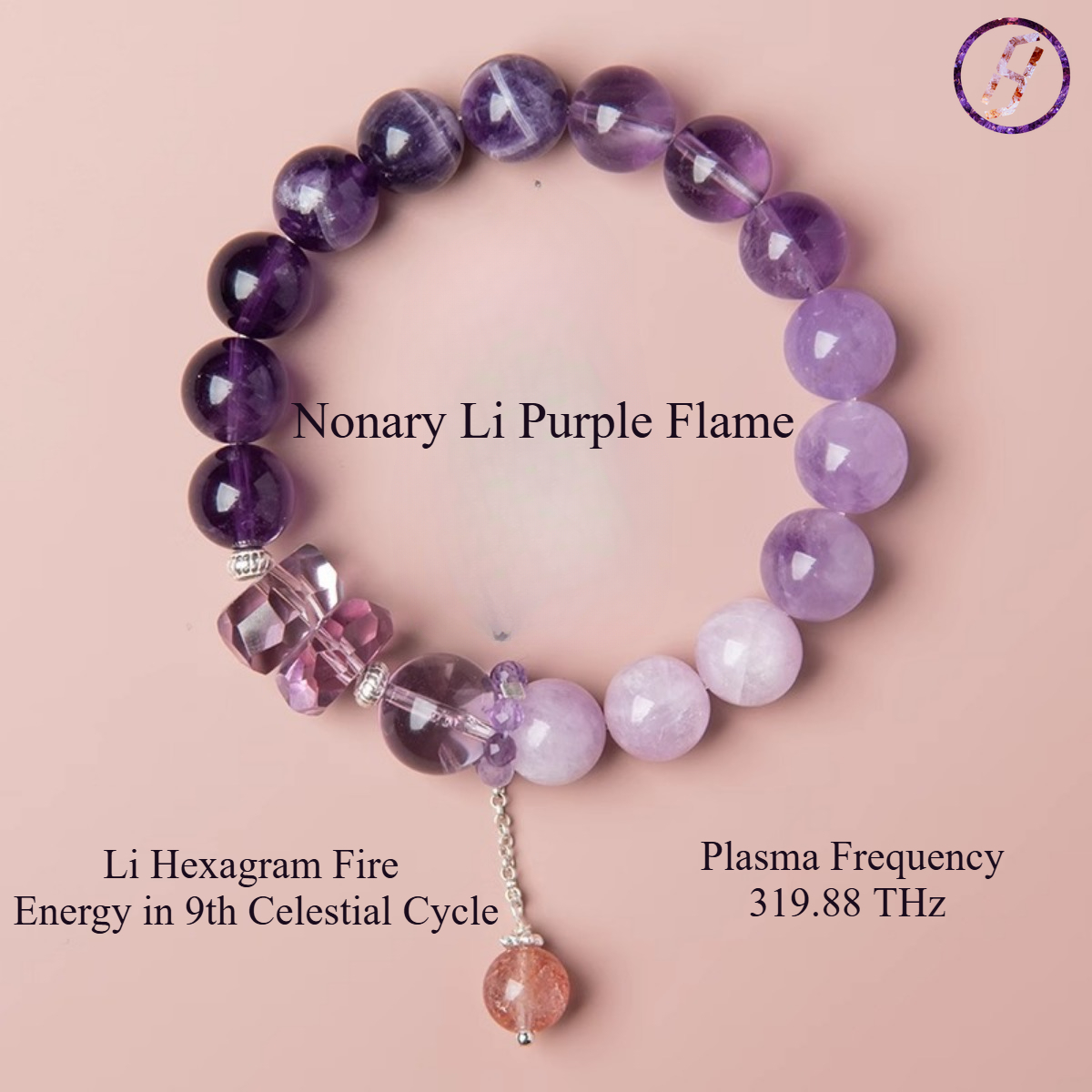 Brazilian Amethyst Vortex Bracelet - Feng Shui Energy Calibrated (380-420nm Spectral Certified),- I Ching Energy Matrix Programmed,, ISO 9001GIA Gemst