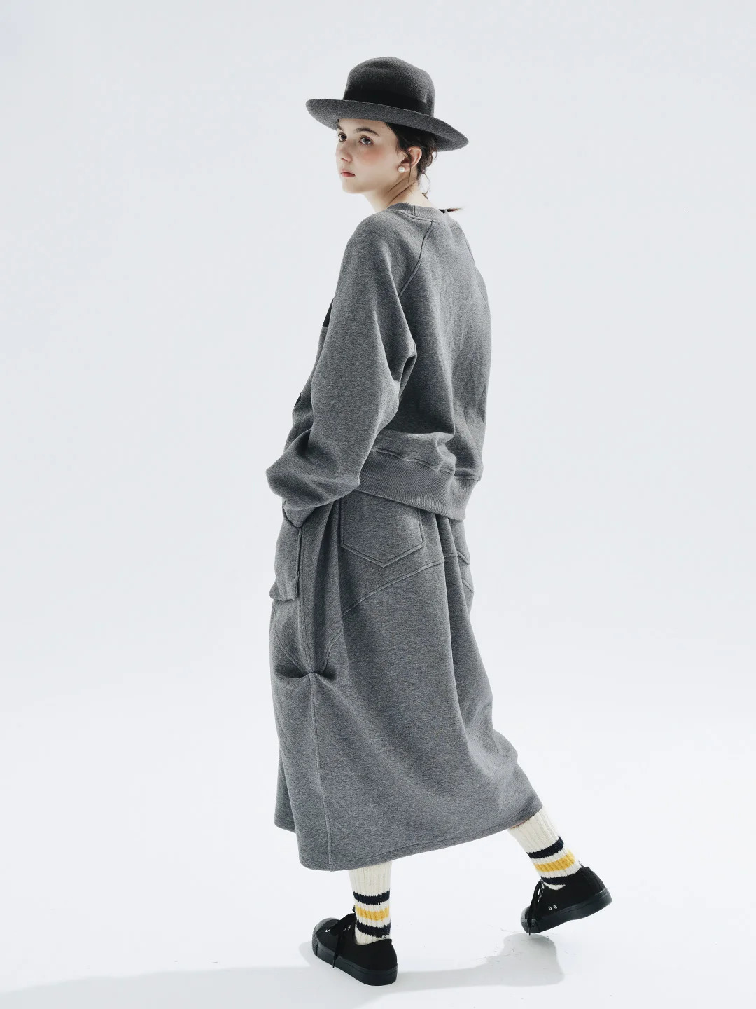 imakokoni original air layer flowers grey round neck hoodie women Spring and autumn 234270 250213