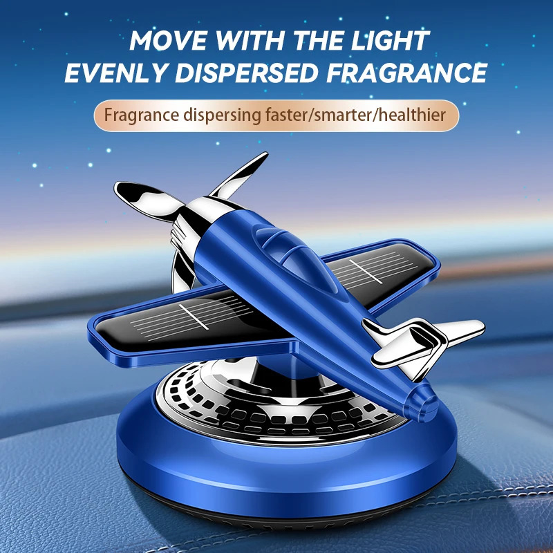 Solar energy powered rotating propeller fighter car air freshener scent perfume airplane fragrance diffuser dashboard aroma men 250214