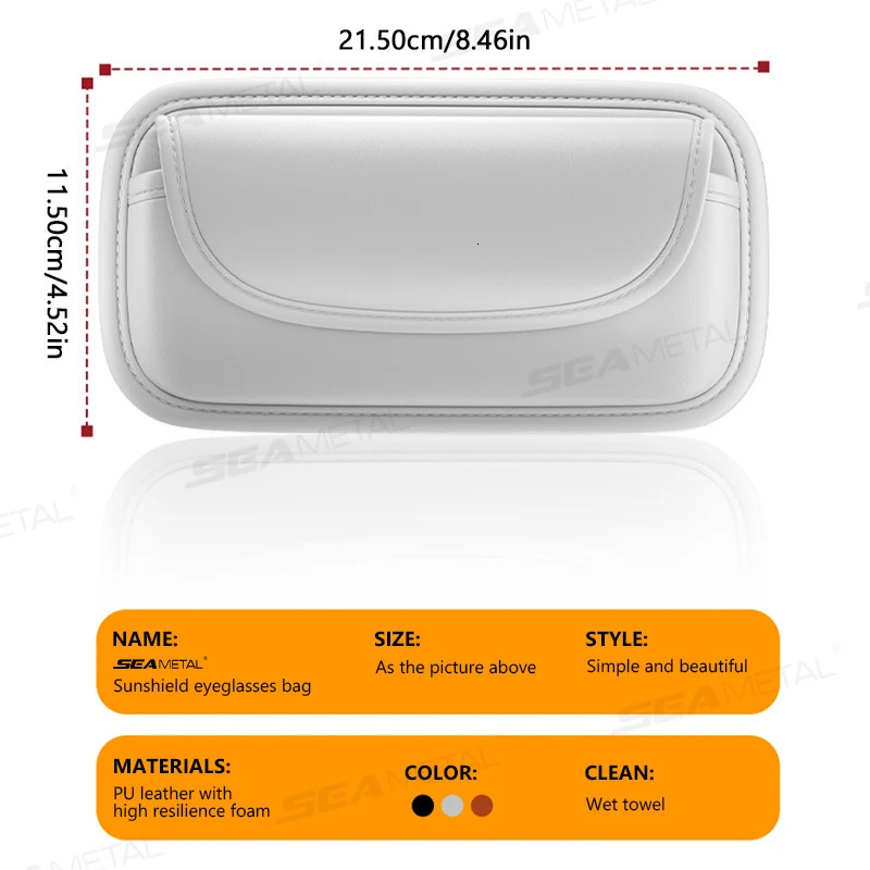 SEAMETAL Car Sun Visor Glasses Case Pu Leather Wear-Resistant Sunglasses Holder Storage Box Universal Eyeglasses Organizer Bag 250213