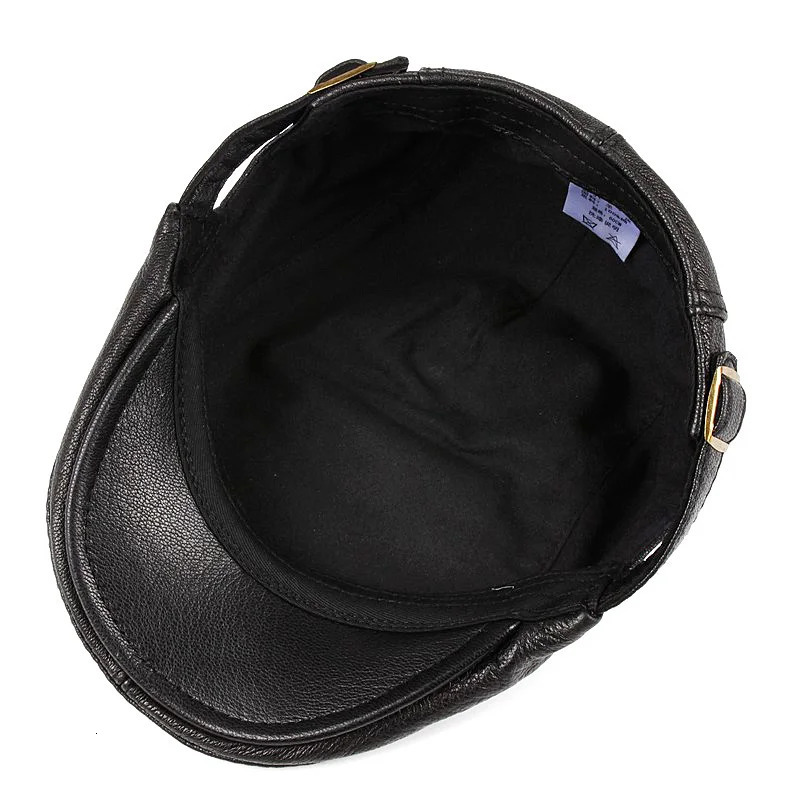 Hats Men Women Street Bonnet Genuine Leather Beret Male Thin Hats 55-61 cm Adjustable Forward Cap Leisure Duckbill Casquette 250213