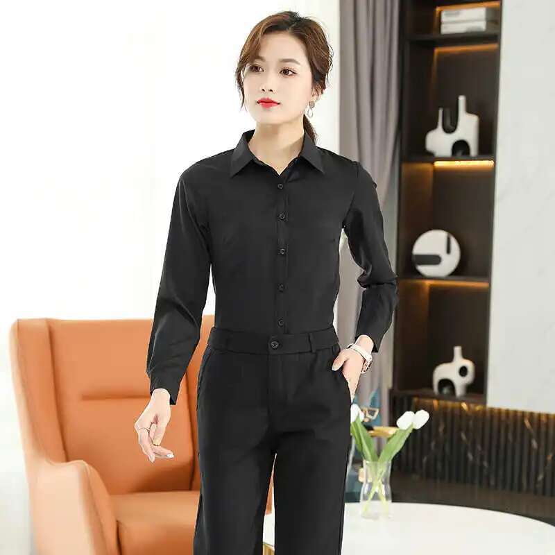 Formal Dress Long Sleeve Blouse New Black Shirt Tops 2024 Fashion Women Clothing Basic White Shirts OL Blouses