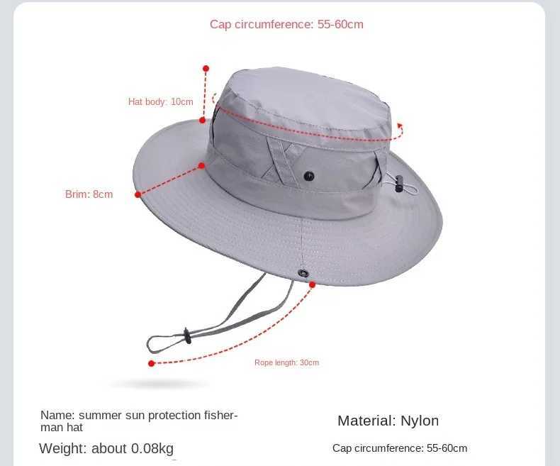 Summer Large Brimmed Sun Protection Hat for Men and Women Breathable and Versatile Fisherman Hat Designer Bucket Hat W250217