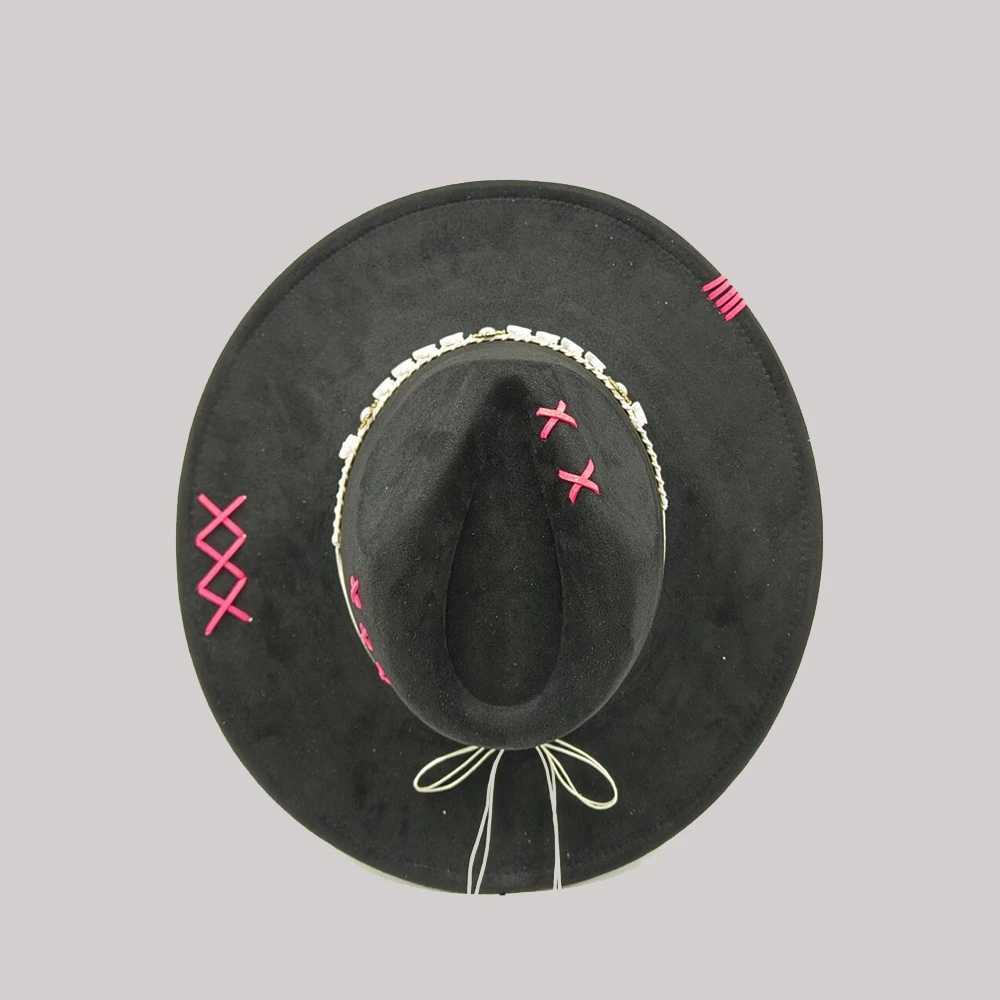 Suede Fedora Bohemian Fedora Army Green Wide Brim Hat Hand-sewn Jazz Hat Panama Hat Horse Riding Party Gift Hat W250217