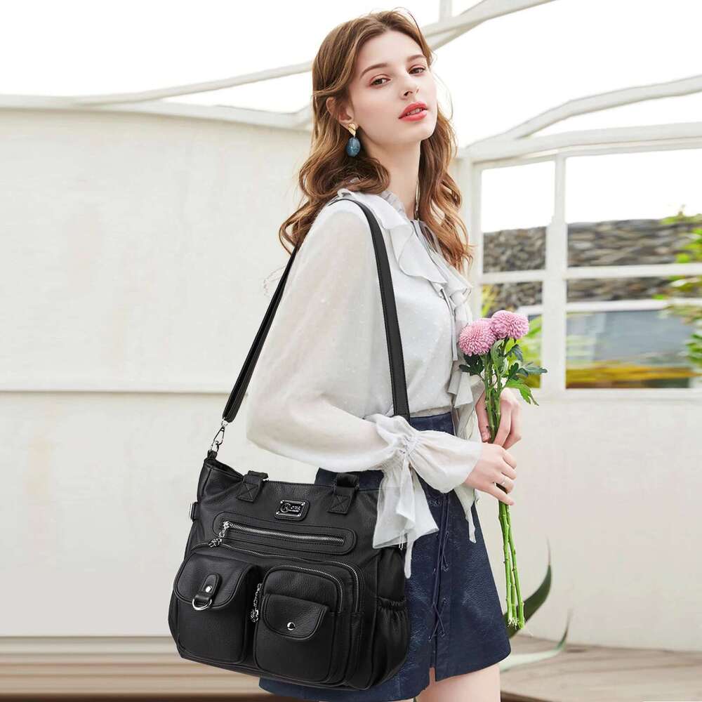Kl928 Large Purses For Women Shoulder Bag Designer Tote Handbags Multi Pocket Vegan Leather Hobo Bags