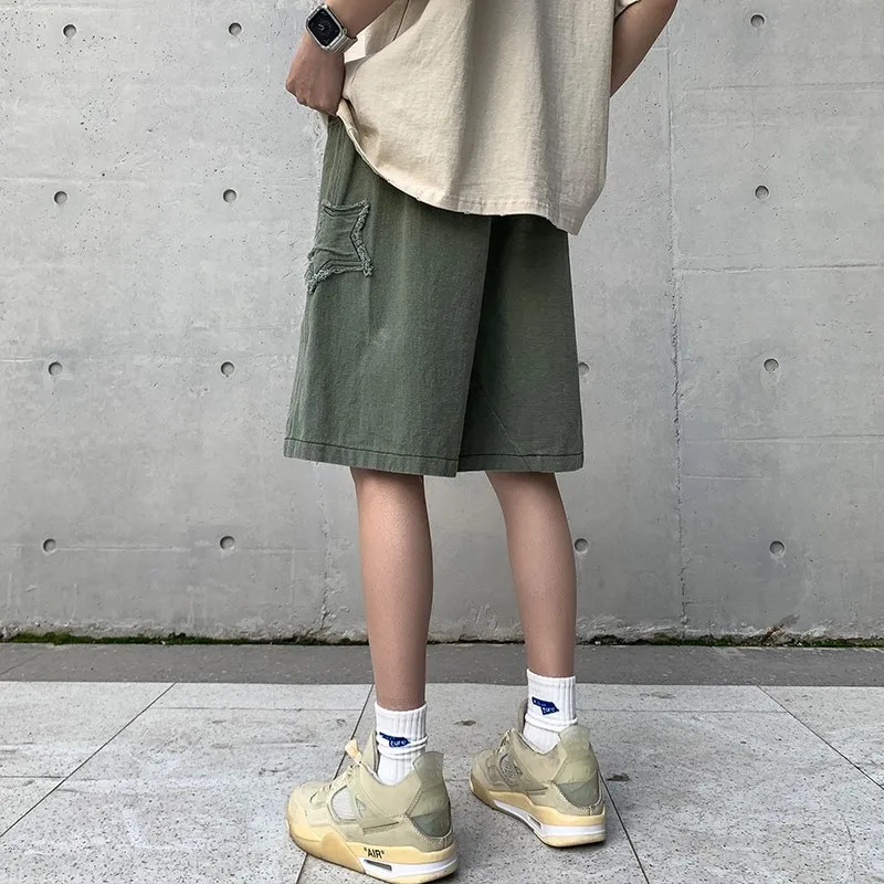 Summer Shorts Men Loose spodenki meskie Vintage Denim Basic Simple High Waist Leisure Ulzzang Streetwear Short 250214
