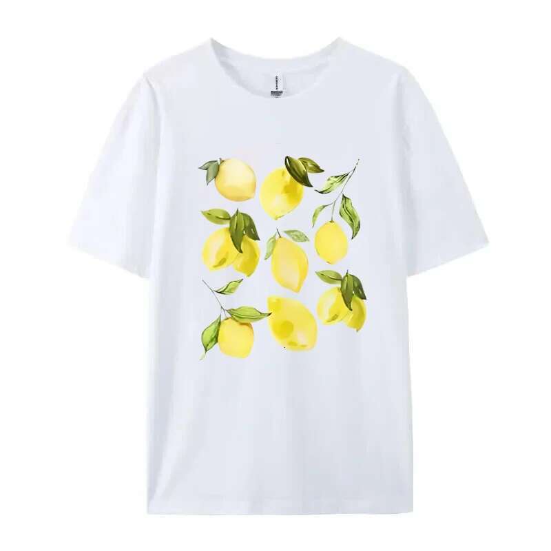 Cute Lemon Fruit T-shirts Short Sleeve Casual Loose Plant Designer T Shirt Retro Fashion Cottagecore Clothing Women's Tops Retro Aesthetic Tshirt