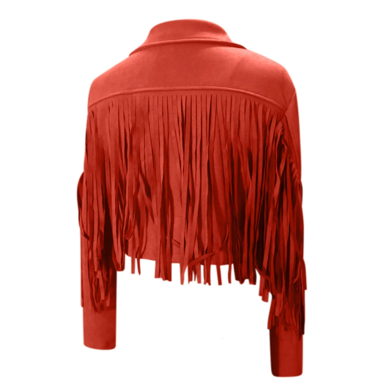 Womens Soild Short Fringe Jacket Long Sleeve Slim Tassel Lapel Coats Fashion Ladies Evening Party Cardigan Scrub Leather Jackets 250211
