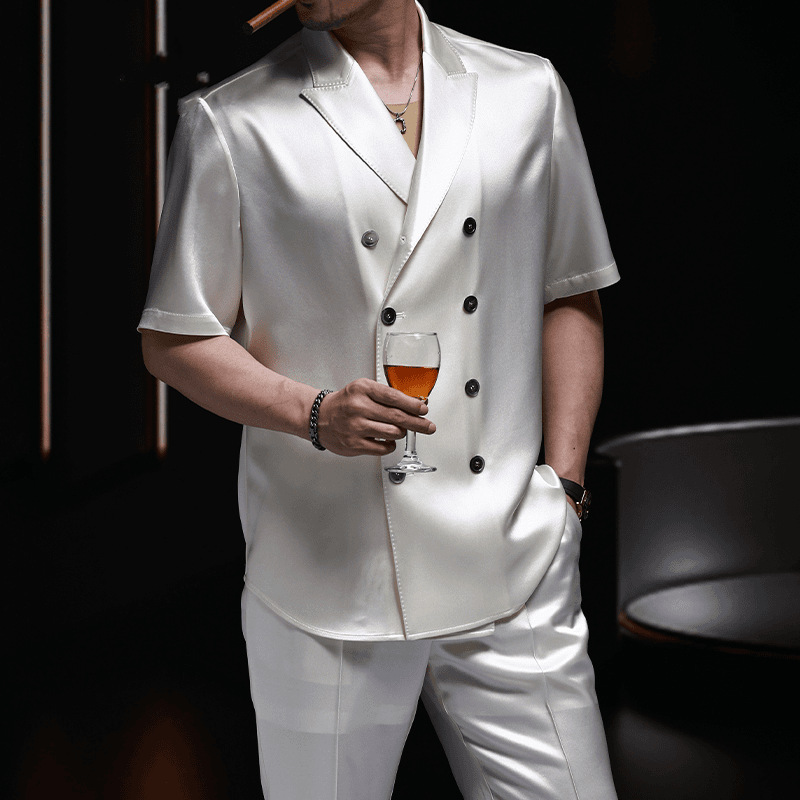 V217Sophisticated Men's Business-Commute Suiting Jacket Minimalist Design