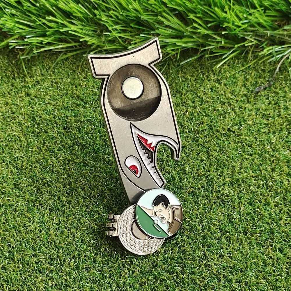 Creative Golf Gift Set Funny Shark Golf Divot Fork Repair Tool Magnetic Ball Marker With Hat Clip 4 In Bottle Opener GiftW250215