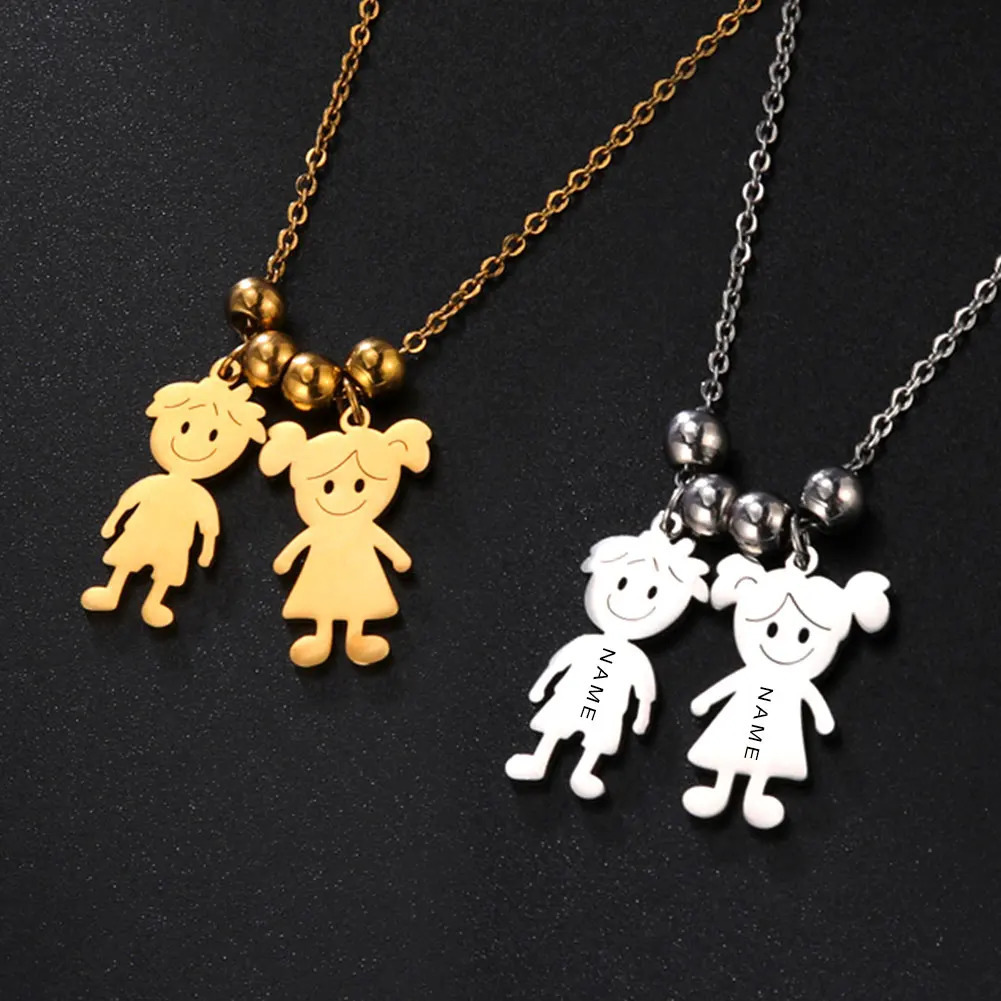 Personalized Boy Girl Necklace Custom Chain Name Mother Kid Family Valentines Gift For Women Men Stainless Steel Pendant Jewelry 250210
