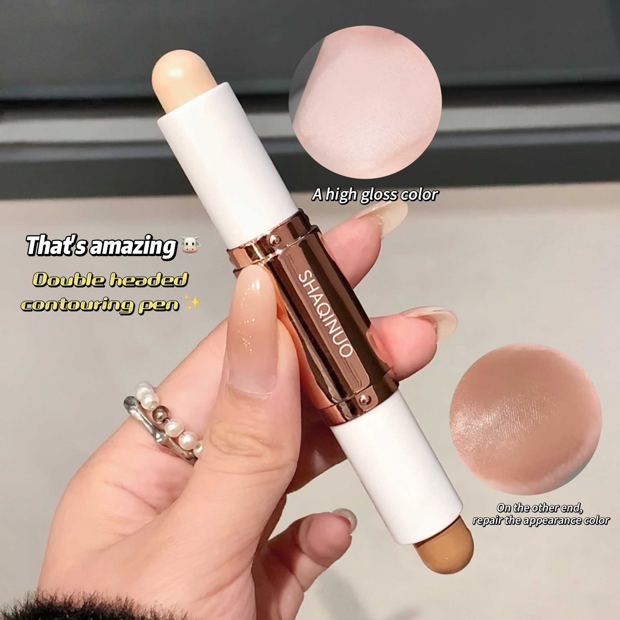 SHAQINUO 2 in 1 Dual Head Highlighter for Face Body Contour and Highlighter Stick for Face and BodyW250217