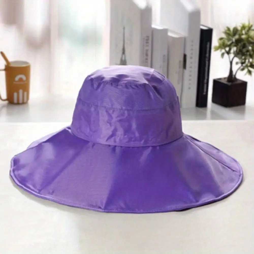 Polyester Womens Hats Portable Waterproof Wide Brim Bucket Hat Waterproof Rain Hat W250217