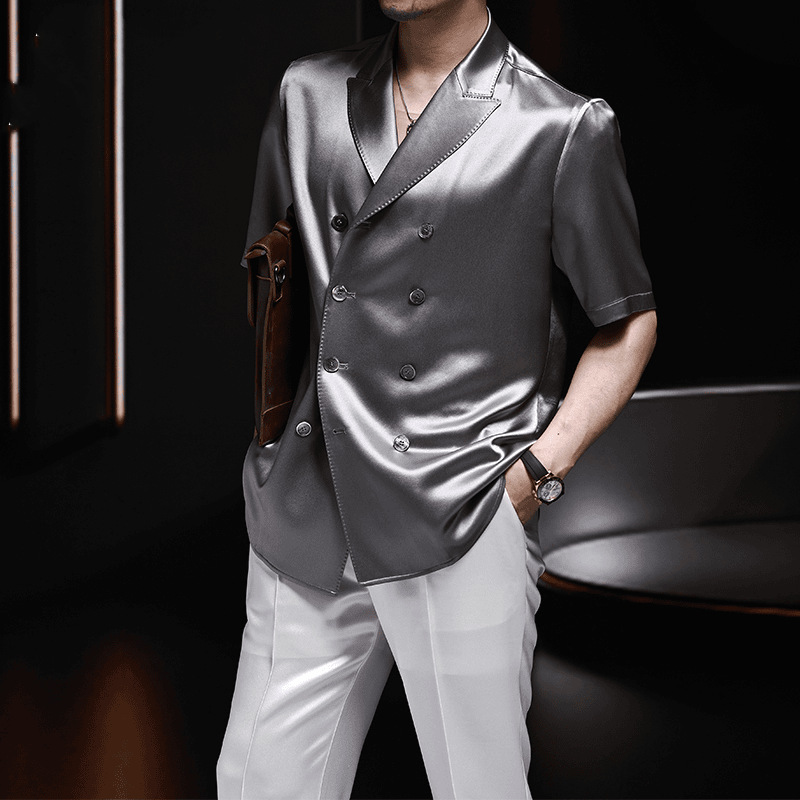 V217Sophisticated Men's Business-Commute Suiting Jacket Minimalist Design