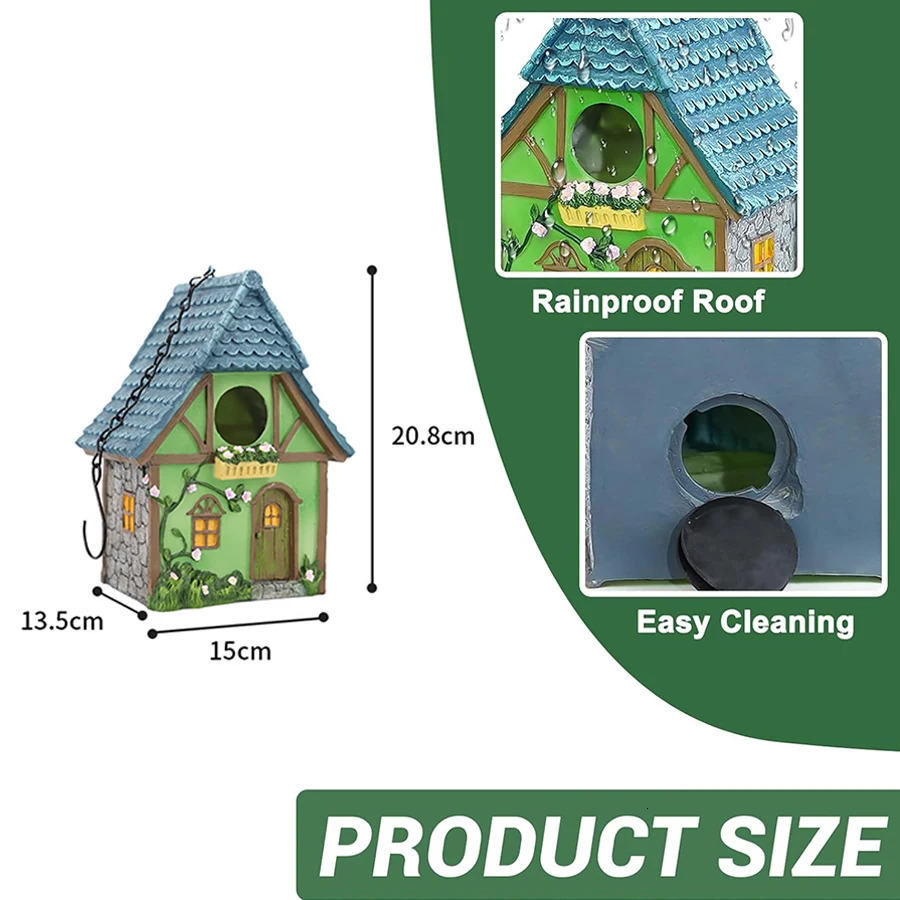 Outdoor Birdhouse Resin Garden Decoration Hanging Cabin Suitable for Small Birds Birdhouse Lovers Gift 250206