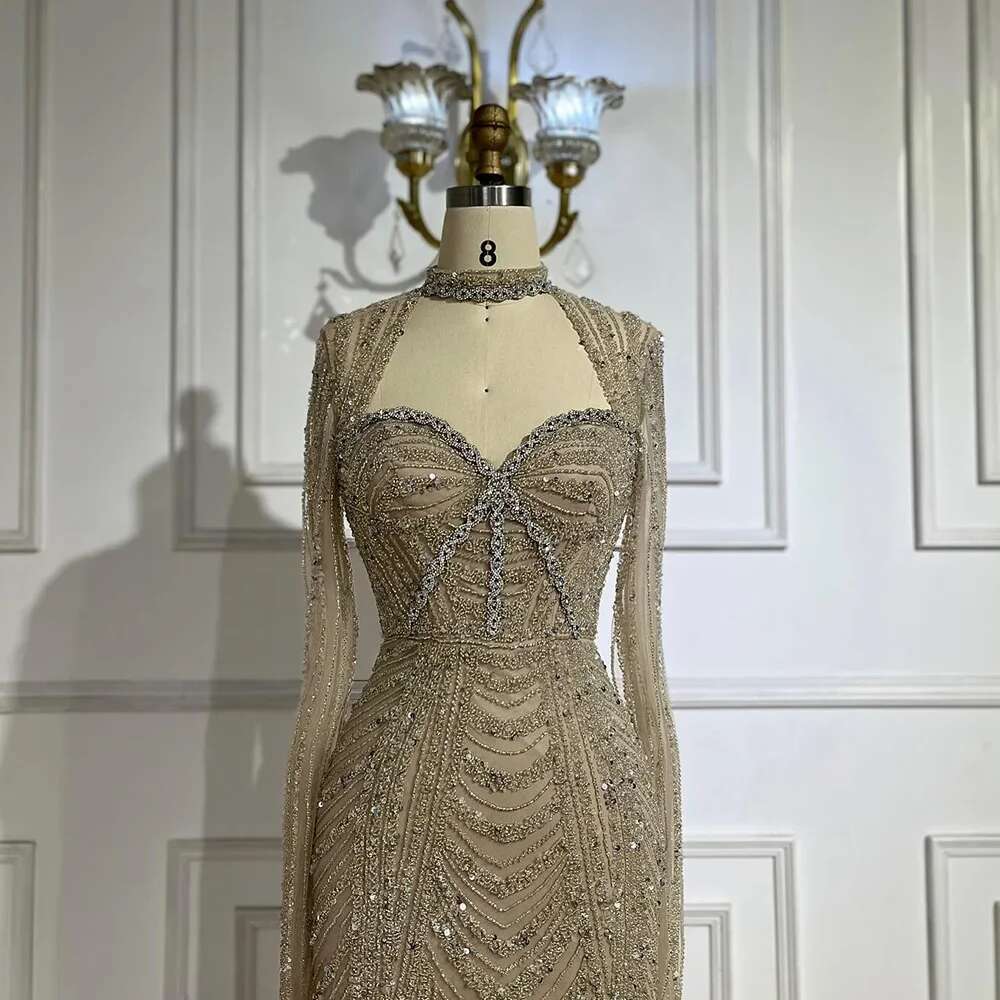 Hill Serene Dubai Nude Sweetheart Mermaid Beaded Evening Gowns With Back Slit For Women S Party Customize BLA A