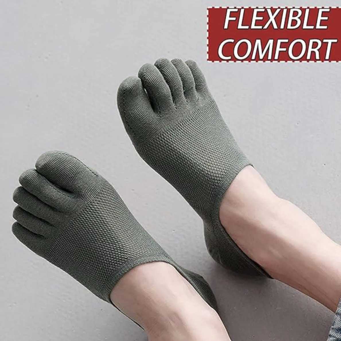 New Man Slipper Toe Socks Mesh Hollow No Show Ankle Short Socks Sports Sweat-Absorbing Cotton Breathable Five Finger Boat Sock W250217
