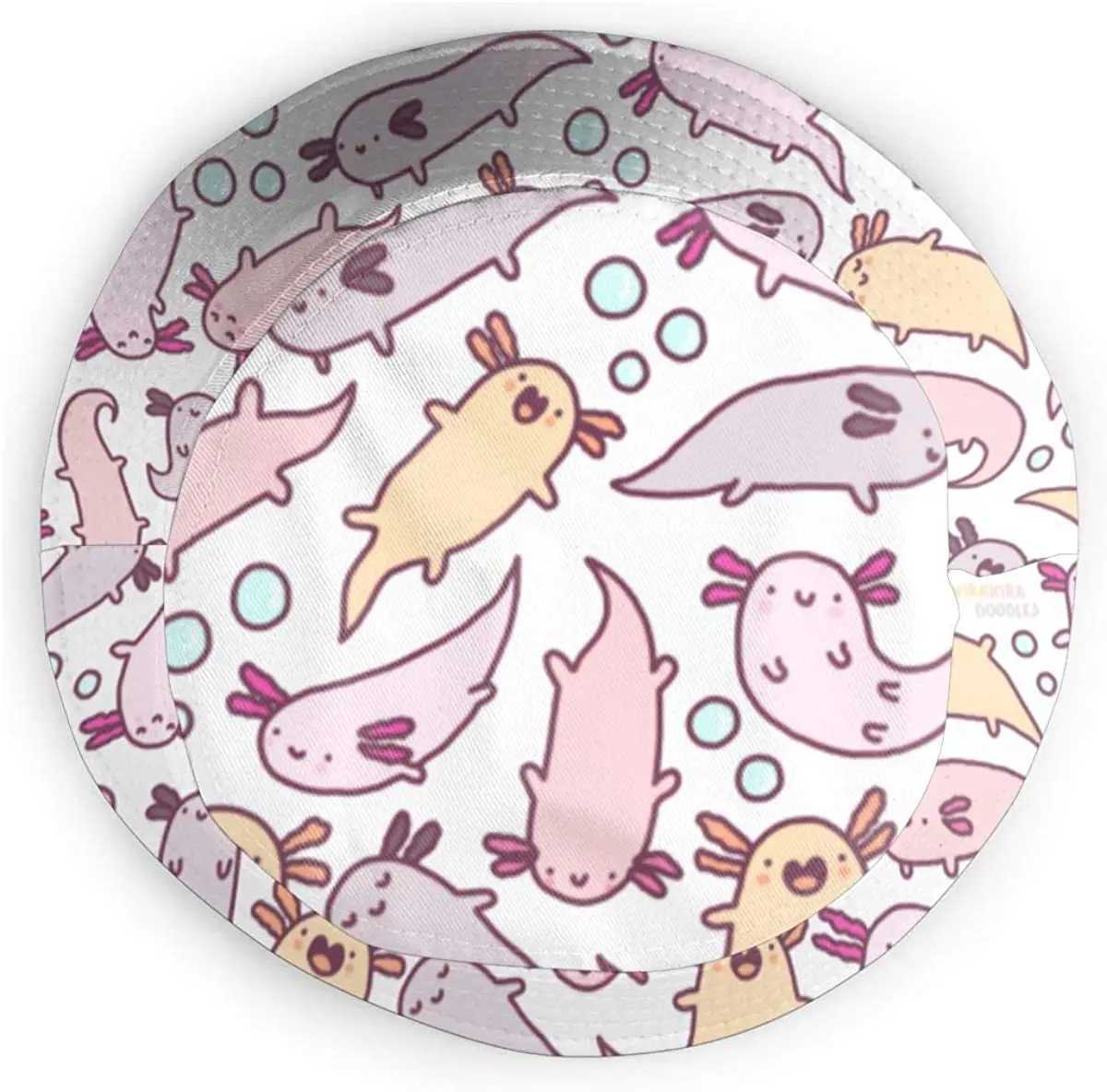 Cute cartoon Axolotl bucket hat summer beach sun hat packaged fisherman hat W250217