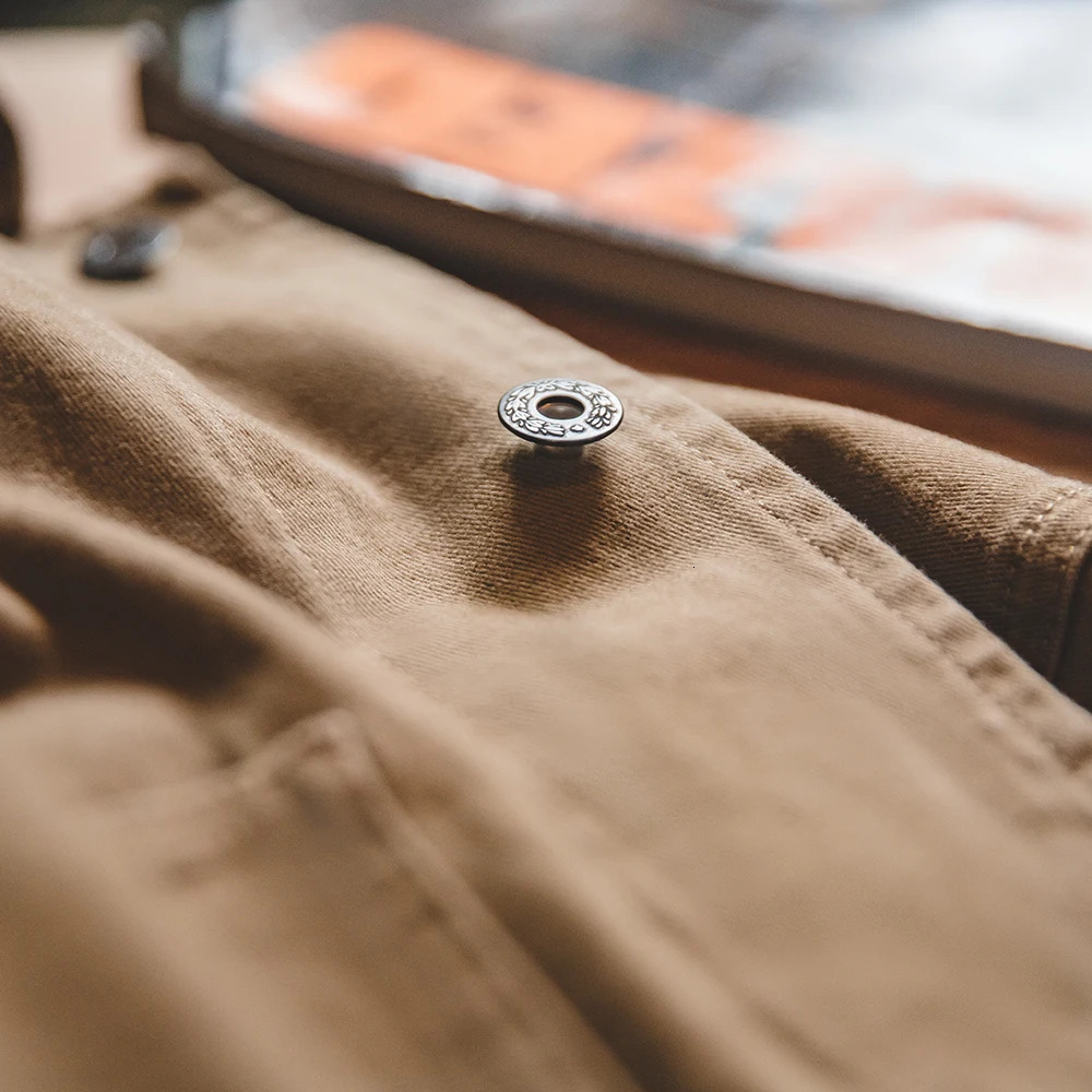 Maden Vintage Khaki Jackets for Men Loose Cotton Solid Chore Coat American Cargo Casual Jacket Man Clothing 250212