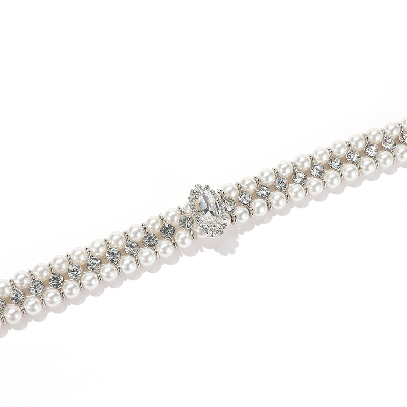 Luxury Dog Necklace with Combination of Big Small Rhinestones And Pearls, Pearl Necklace for Cats, Shiny Pet Decoration, Adjustable Pet Necklace for S