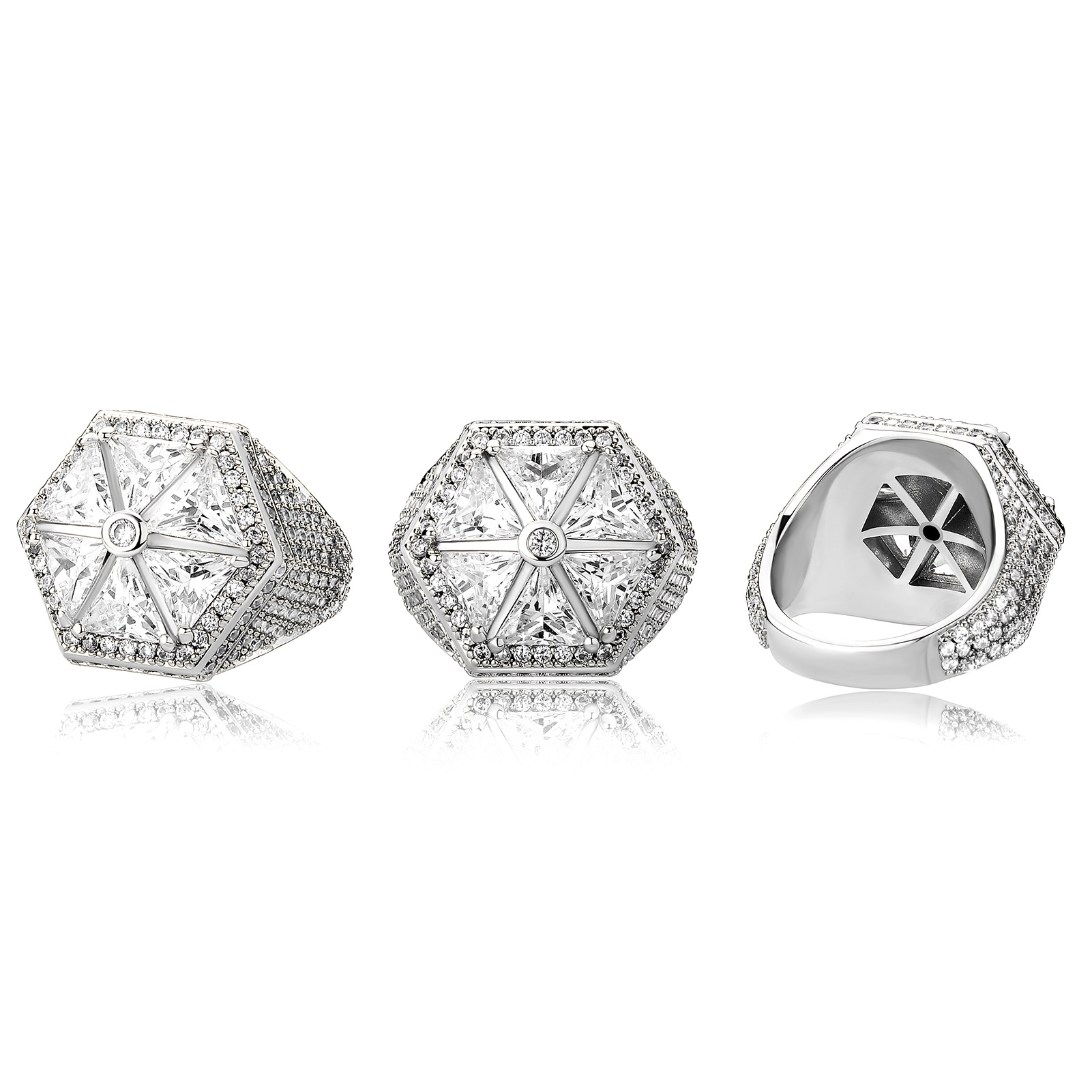 Hip Hop Lovely Candy Colored Hexagon Ring Real Gold Plated TopBling 5A T Zircon Jewelry