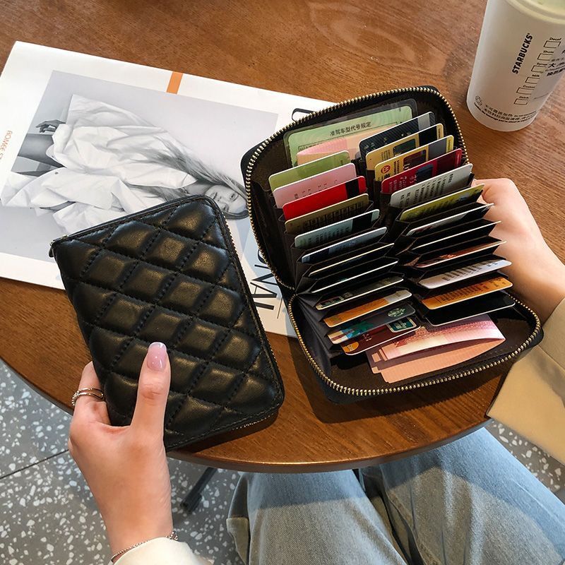 Cardbag women's leather texture large capacity 2025 new model sheepskin anti demagnetization zipper multi card organ #ddmynov