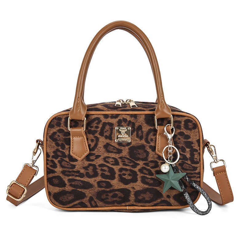 New classic Thousand Bird plaid leopard print small bag, fashionable handbag, stylish single shoulder diagonal cross bag