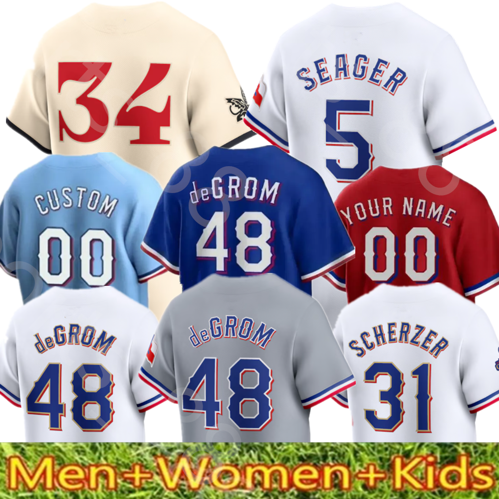 Custom S-4XL Adolis Garcia Max Scherzer Corey Seager Josh Jung Evan Carter 48 Jacob deGrom Jersey Marcus Semien Josh Smith Adolis Garcia Nolan Ryan Women